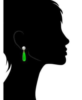 Pearl + Green Elongated Teardrop Drop Earring