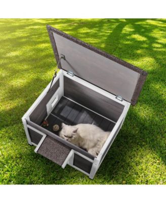 Weatherproof Wooden Outdoor Cat Shelter with Door Flaps, 24