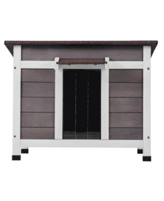 Weatherproof Wooden Outdoor Cat Shelter with Door Flaps, 24