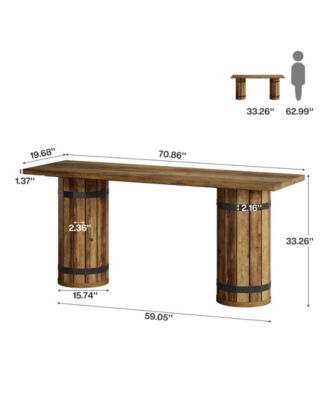 70.9-Inch Long Bar Table, Counter Height Pub Table, Industrial Bar Height Table, Brown