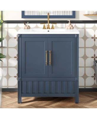 30 in. Bathroom Vanity with Sink, Multi-functional Bathroom Cabinet with Doors, Storage Shelves and Drawers