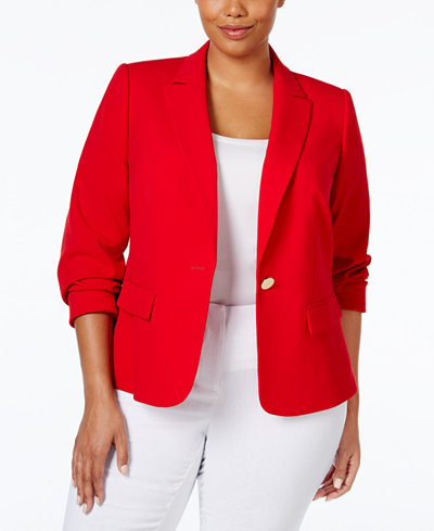 Calvin Klein Plus Size One-Button Blazer - Jackets - Women - Macy's