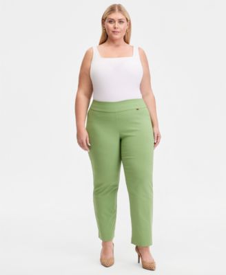 Plus Size Mid-Rise Pull-On Straight-Leg Pants, Created for Macy's 