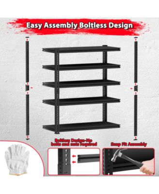 5-Tier 48 in W x 72 in H x 18 in D Adjustable Solid Plate Heavy Duty Metal Shelving Unit
