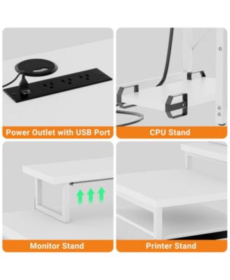 Reversible L Shaped Desk with 6 Drawers, 70.8'' Large Computer Desk with Outlets, Monitor Stand & CPU Stand
