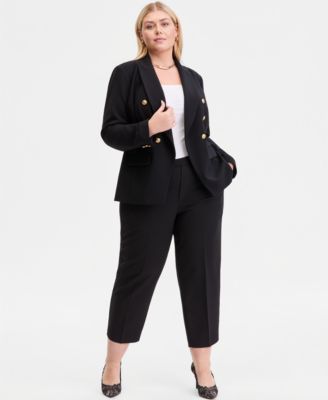 Plus Size High Rise Pull-On Cropped Pants