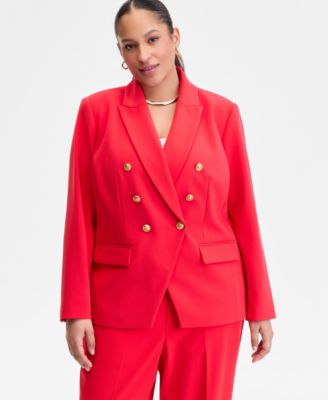 Plus Size Faux Double-Breasted Blazer