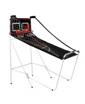 Indoor Basketball Arcade Game with Dual Hoops Electronic Scoring Foldable Steel Frame for Family Competition