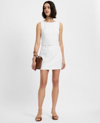 Women's Azra Twill Belted Back Zipper Mini Dress