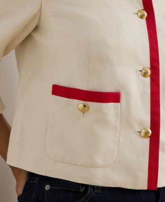 Plus Size Two-Tone Crew Neck Blazer