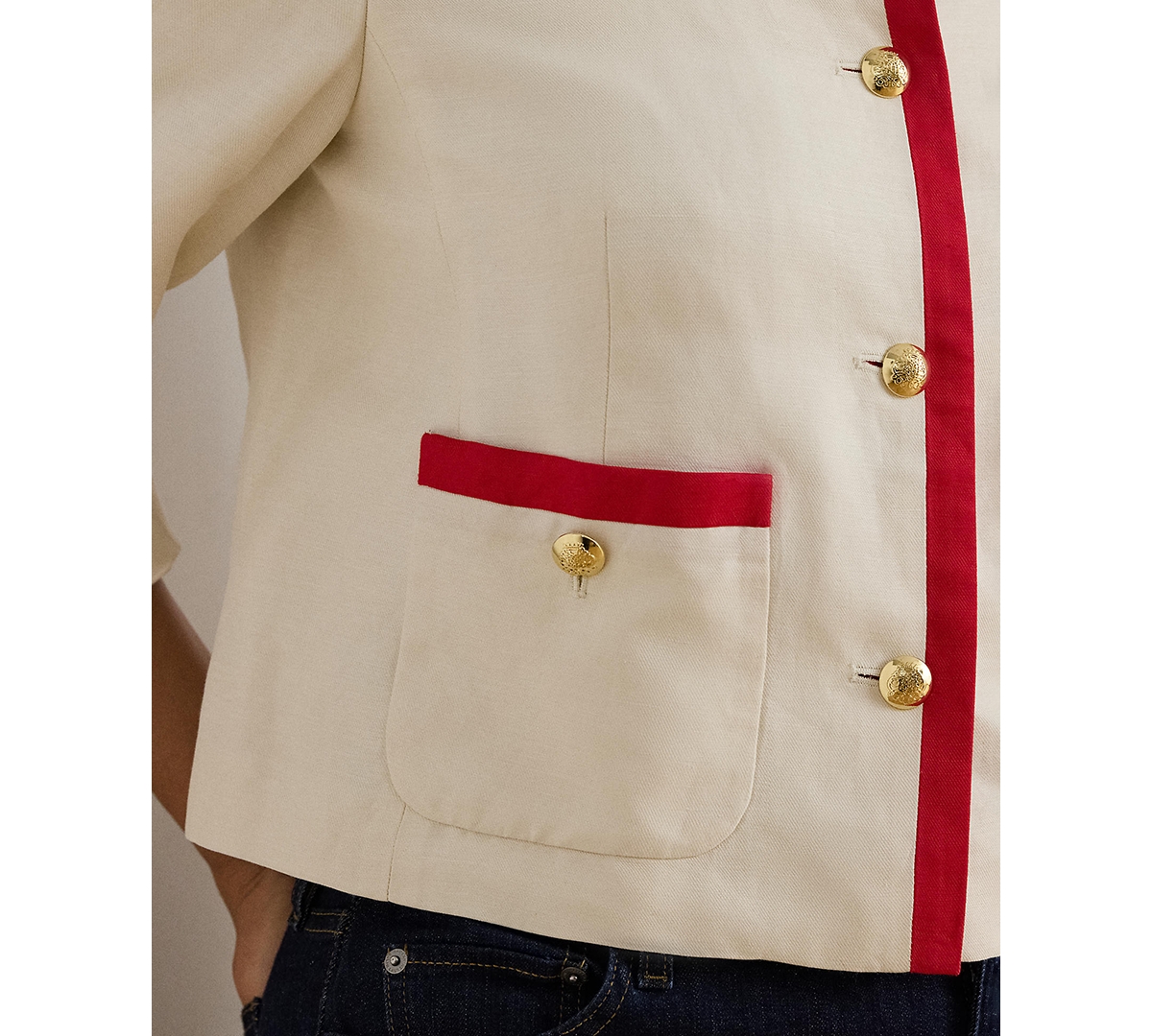 Lauren Ralph Plus Two-Tone Crewneck Blazer