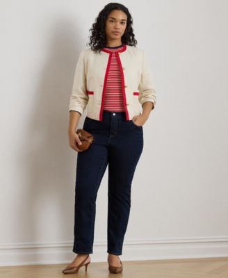 Plus Size Two-Tone Crew Neck Blazer