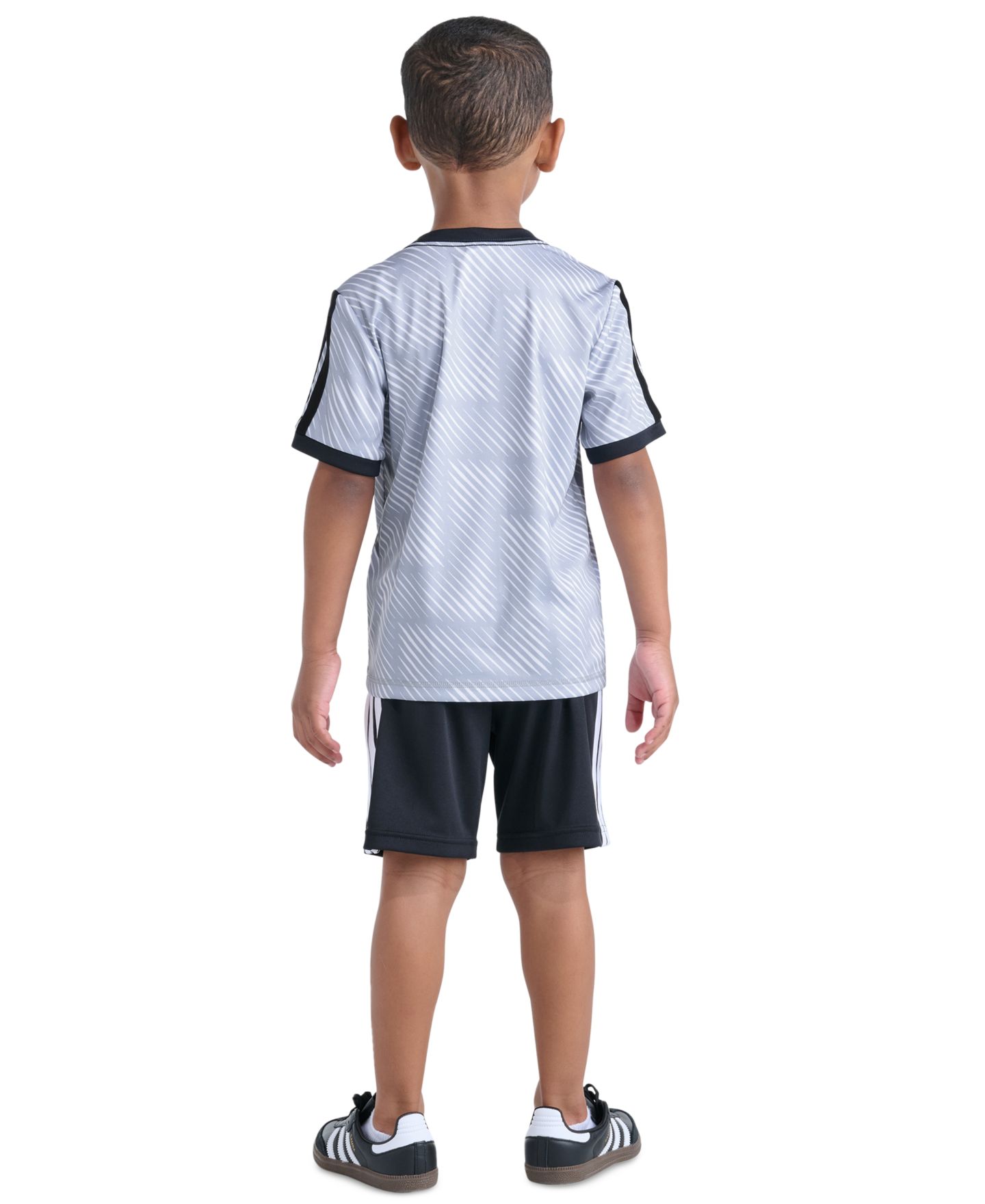 adidas Boys' 2T-7 Printed T-Shirt and Shorts, 2-Piece Set, цвет: Чёрный / Синий — фото 6