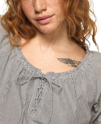 Women's Short-Sleeve Tie Neck Top