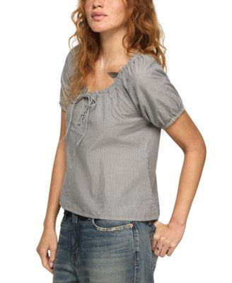 Women's Short-Sleeve Tie Neck Top