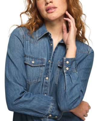 Women's V-Neck Denim Shirt Dress