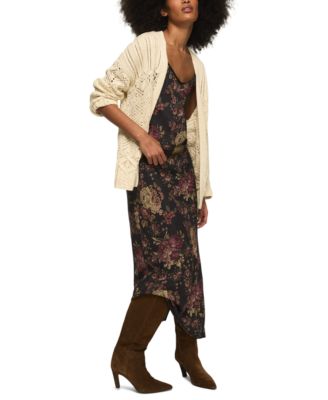 Women's Mixed Stitch Open Front Cardigan Sweater