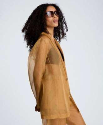 Women's Organza One-Button Notch Collar Jacket