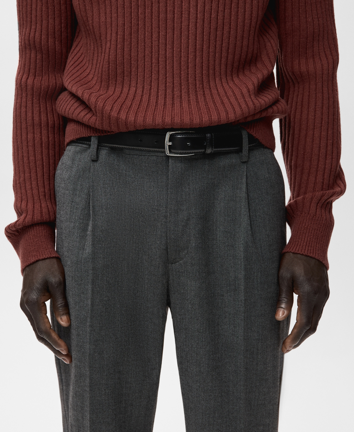 Mango Men's Regular-Fit Pleated Flannel Pants