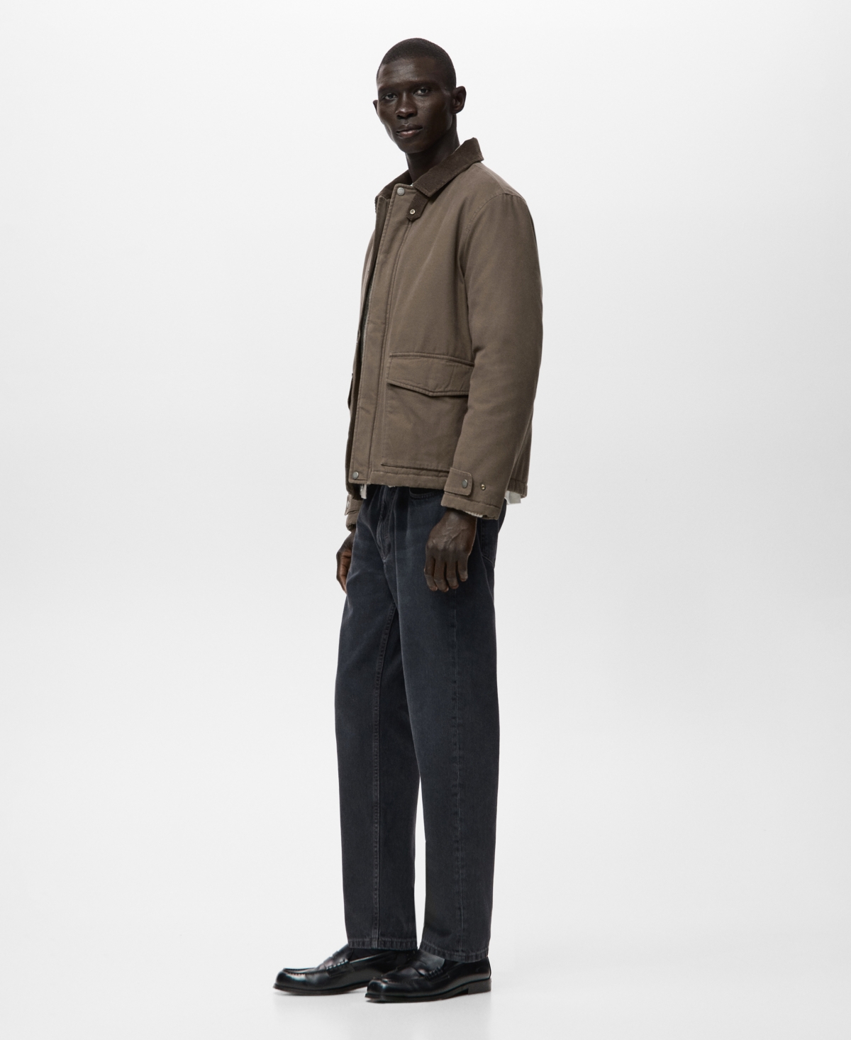 Mango Men's Corduroy Collar Quilted Jacket