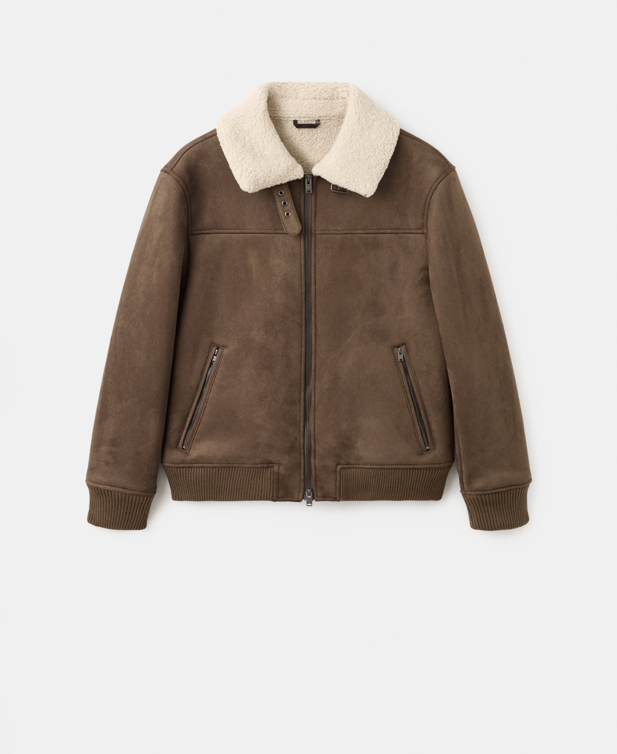 Mango Men's Faux-Leather Fleece Jacket