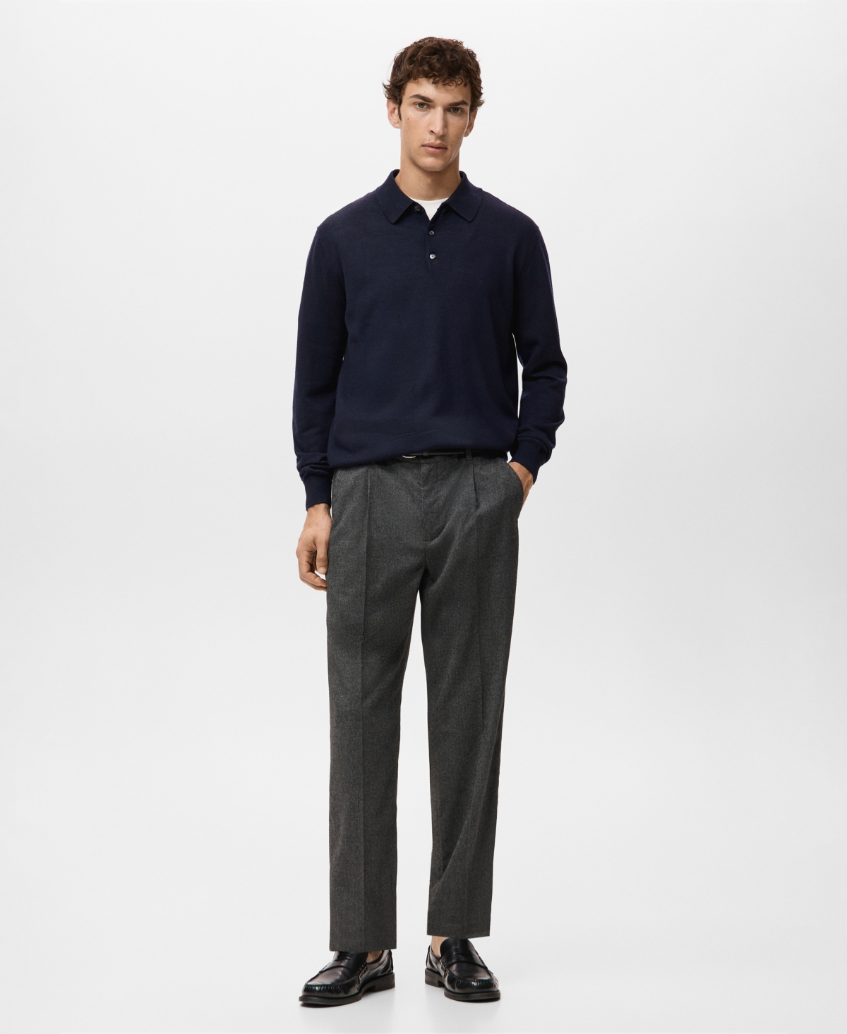 Mango Men's Merino Wool Polo Sweater