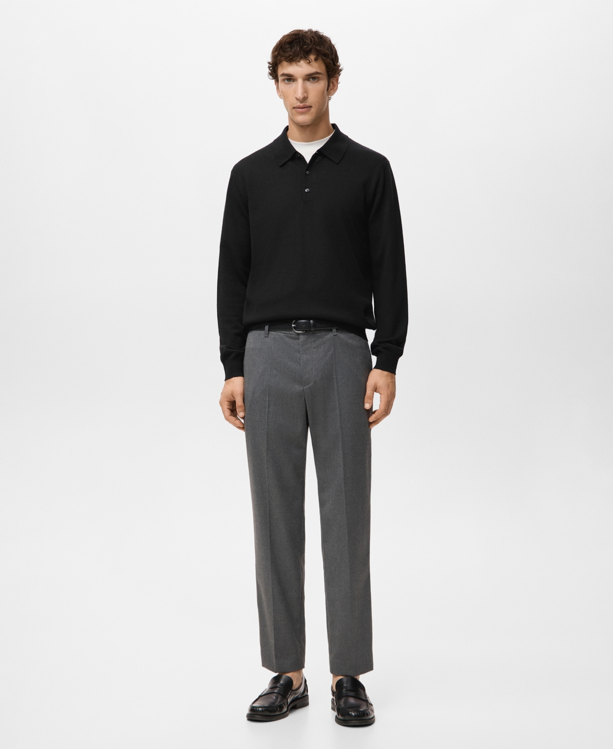 Mango Men's Merino Wool Polo Sweater