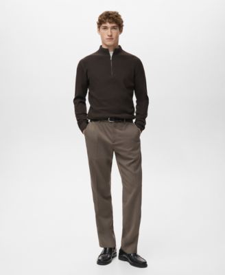 Men's Zip Neck Ribbed Sweater