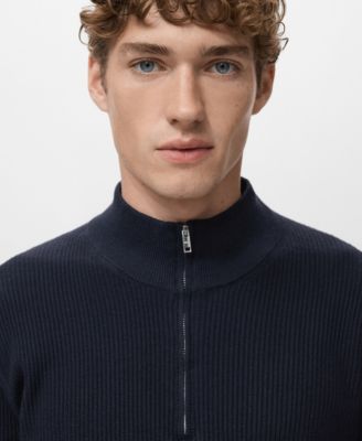 Men's Zip Neck Ribbed Sweater
