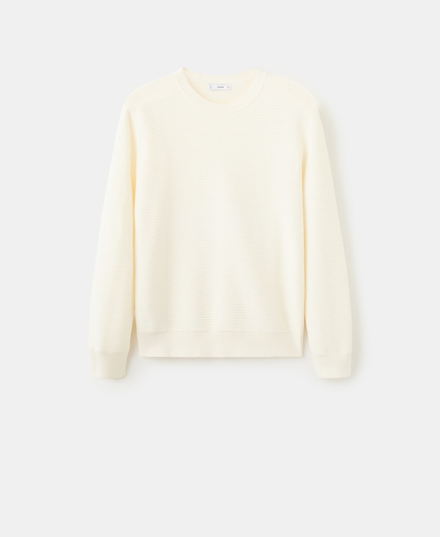 Мужской свитер Mango Cotton Braided, цвет: Молочный белый — фото 6
