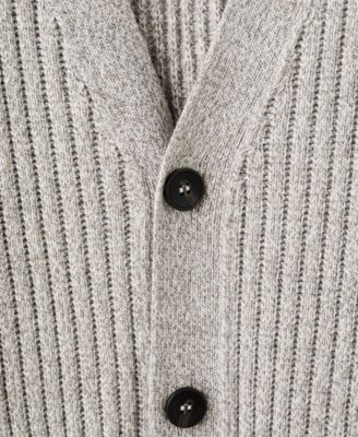 Men's Wool-Blend Ribbed Cardigan