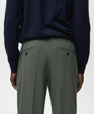 Men's Regular Fit Cord Pleated Pants