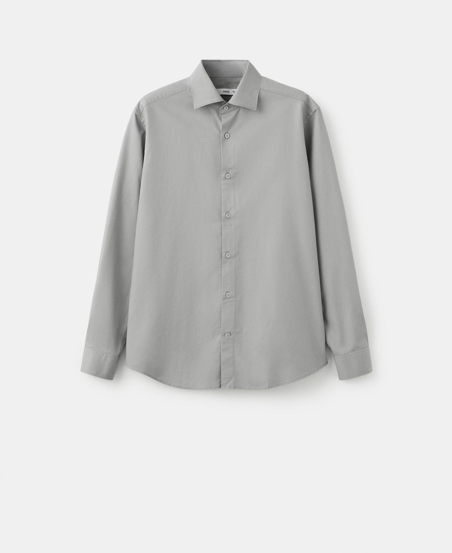 Мужская рубашка Mango Slim-Fit Lyocell Cotton, цвет: Серый — фото 6