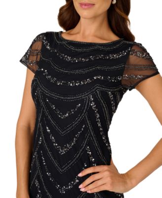Women's Beaded Cap-Sleeve Sheath Dress