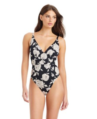 Women's Among Roses V-Neck One-Piece Swimsuit