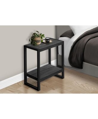Accent Table, Side, End, Nightstand, Lamp, Living Room, Bedroom, Black Laminate, Black Metal, Industrial