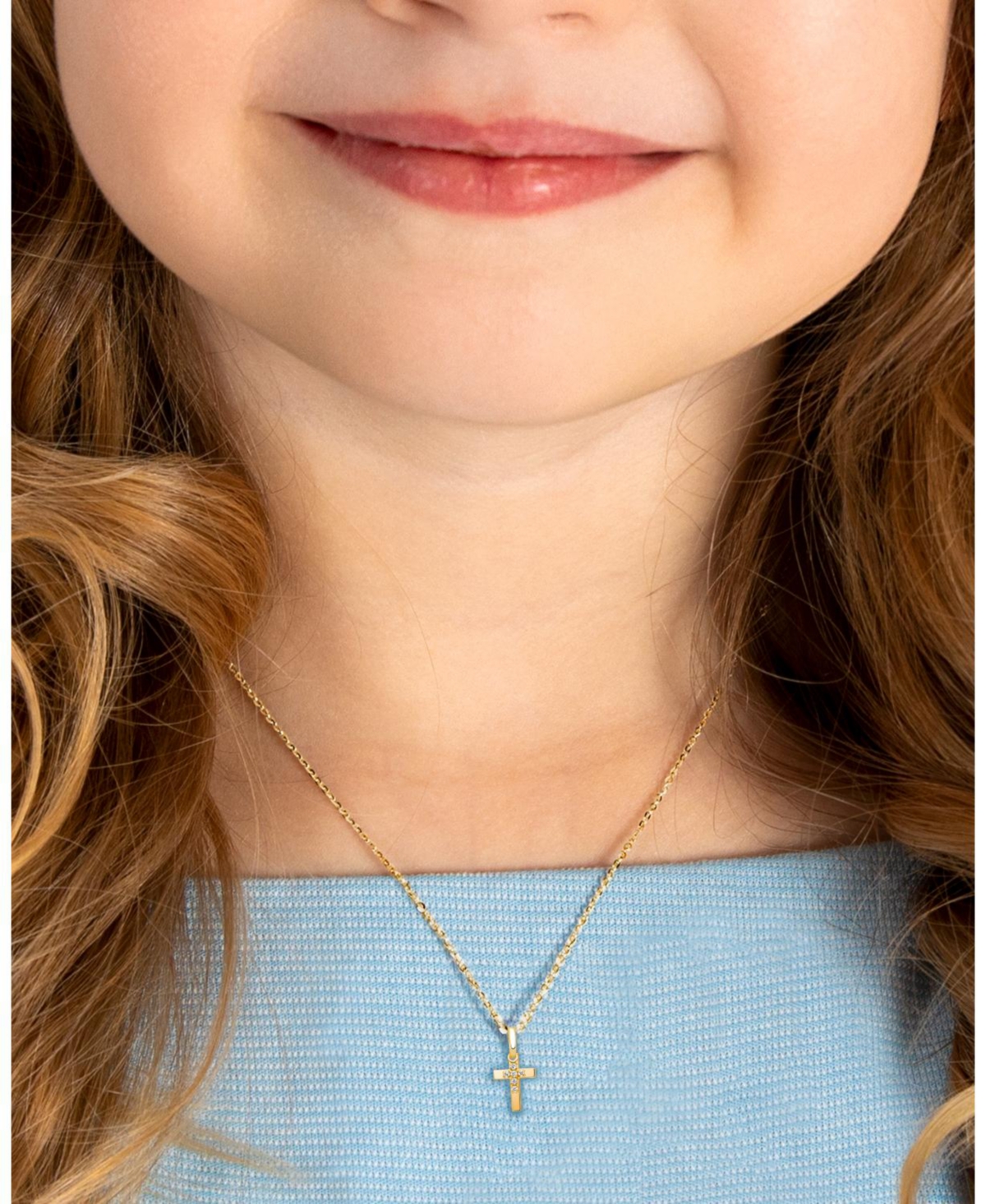 Tiny Blessings Children's 14K Gold Pure Faith Cross Girls' 12-14" Necklace