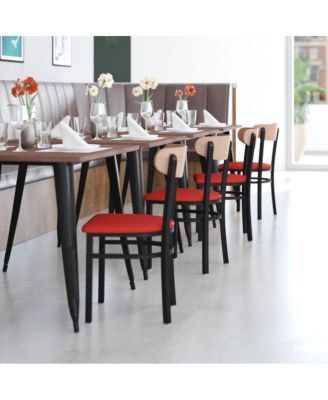 Yara Industrial Dining Chair with Rolled Steel Frame and Solid Wood Seat - 500 lbs. Static Weight Capacity