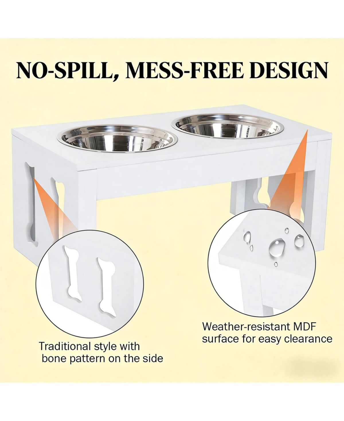 Aostirmotor Dog Bowls Elevated Feeding Station in White