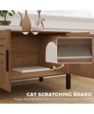Cat Litter Box Enclosure with Tall Legs in Brown