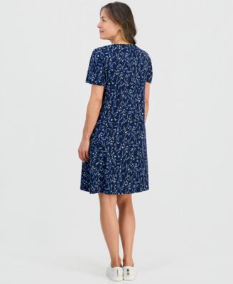 Petite Printed Short-Sleeve T-Shirt Dress