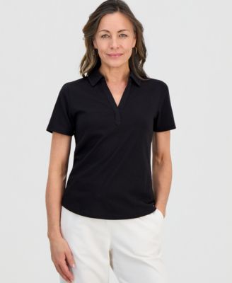 Petite Solid Modern Polo Shirt