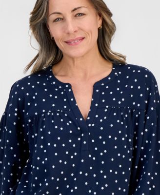 Petite 3/4-Puff-Sleeve Knit Top