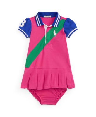 Baby Girls' Polo Collared Dress & Diaper Cover, 2-Piece Set