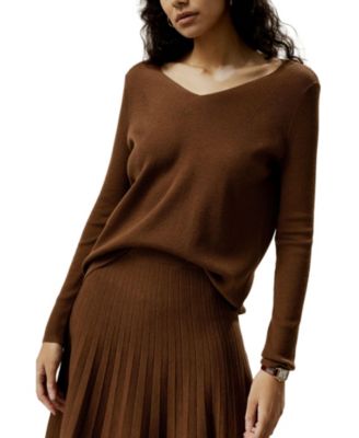 Women's V-neck Ultra-fine Merino Wool Sweater