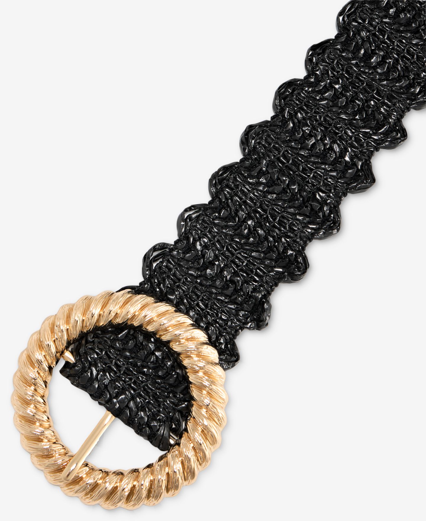 Женский ремень I.N.C. International Concepts Twisted Buckle Stretch Straw Belt, цвет: Чёрный золотой — фото 2