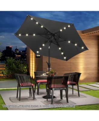 Solar Patio Umbrella with LED Lights and Crank Handle