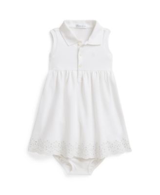 Baby Girls' Eyelet Stretch Polo Collar Dress & Bloomers, 2-Piece Set
