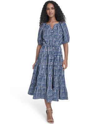 Women's Tiered V-Neck Midi Dress