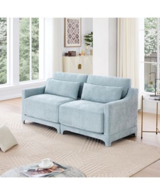 Chenille 2-Seater Sofa - Sky Blue